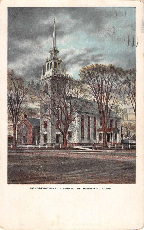 Wethersfield Connecticut Congregational Church Antique Postcard K104284