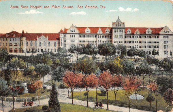 San Antonio Texas Santa Rosa Hospital Milam Square Antique Postcard K104300