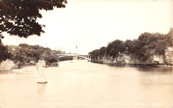 Iowa Falls Iowa Oak Street Bridge Real Photo Antique Postcard K104322