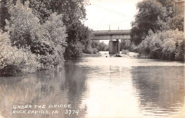 Rock Rapids Iowa Under Bridge Real Photo Antique Postcard K104326