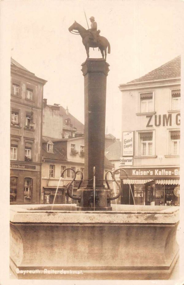 Beyreuth Germany Monument and Fountain Real Photo Antique Postcard J79673