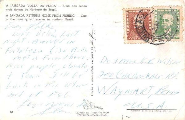 Brazil Jangada Sailboat Returns from Fishing Vintage Postcard J79684 - Image 2