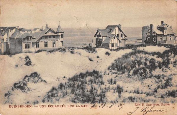 Duinbergen Belgium Ocean Cottages Scenic View Antique Postcard J79773