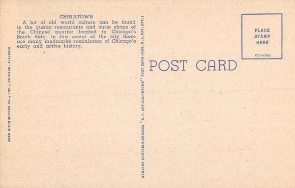 Chicago Illinois Chinatown Street View Antique Postcard K104412 - Image 2