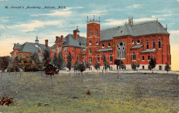Adrian Michigan St Josephs Academy Street View Antique Postcard K104413