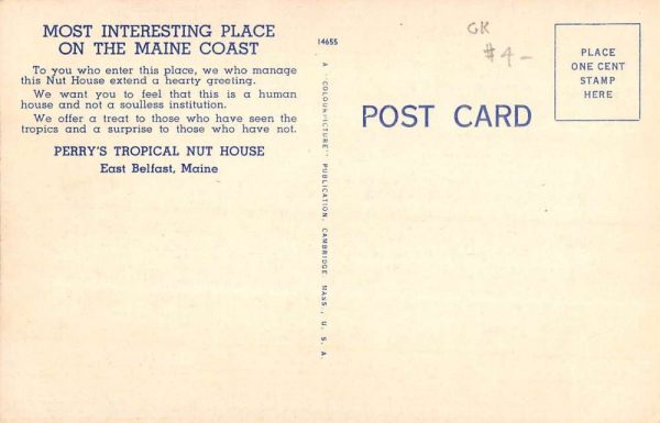 East Belfast Maine Perrys Tropical Nut House Rickshaw Antique Postcard K104415 - Image 2