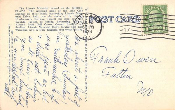 Milwaukee Wisconsin Six Mile Drive Birdseye View Antique Postcard K104554 - Image 2