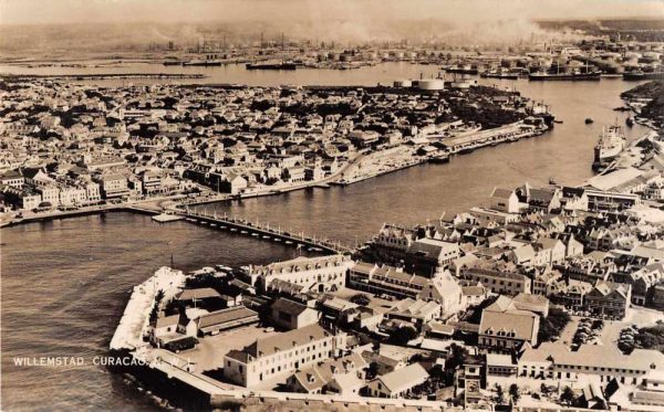 Willemstad Curacao Aerial View Real Photo Antique Postcard J79803