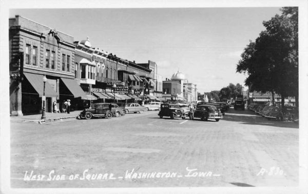 Washington Iowa West Side of Square Real Photo Antique Postcard J79864