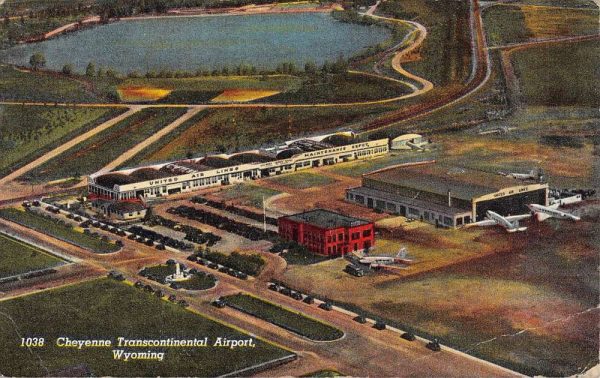 Cheyenne Wyoming Transcontinental Airport Antique Postcard K104589