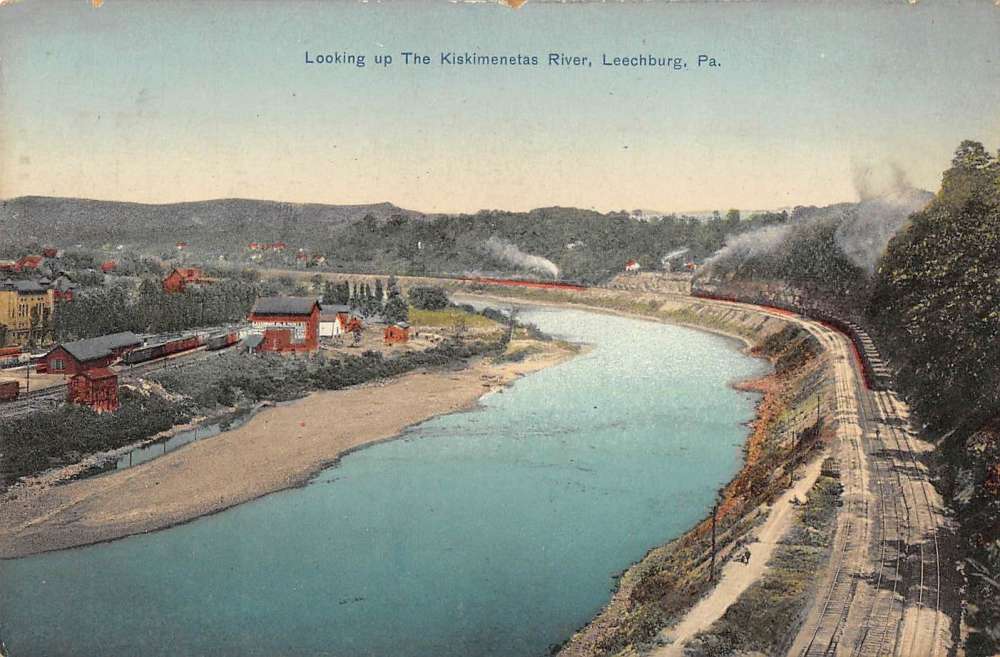 Leechburg Pennsylvania River Scenic View Antique Postcard
