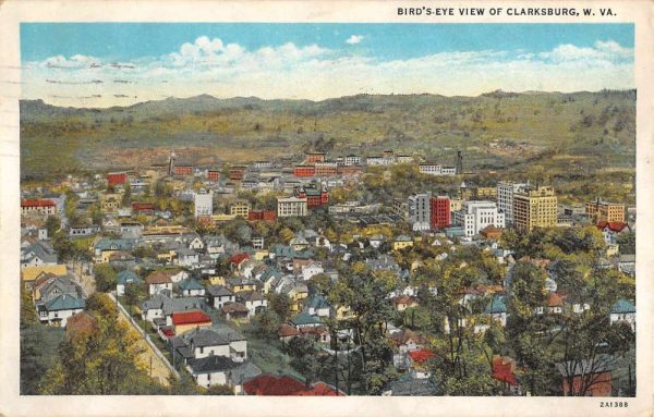 Clarksburg West Virginia Birdseye View Of City Antique Postcard K104761