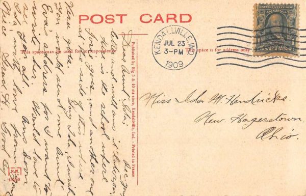 Kendallville Indiana Public High School Street View Antique Postcard K104804 - Image 2
