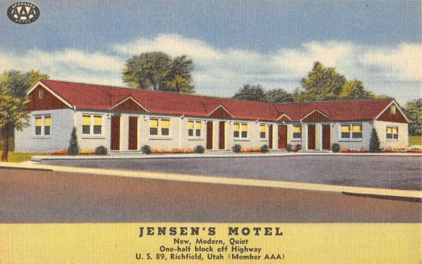Richfield Utah Jensens Motel Street View Antique Postcard K104812