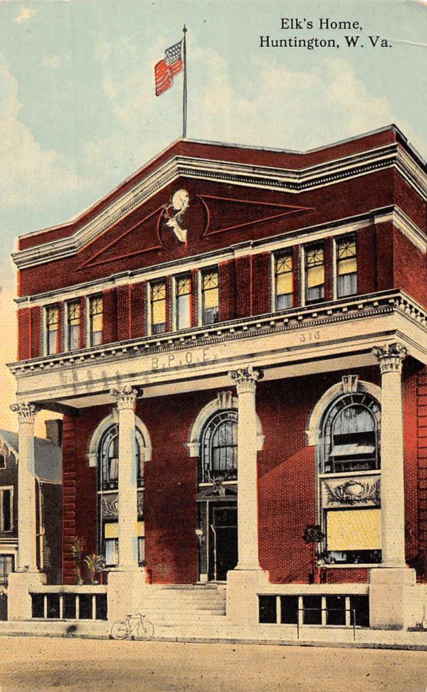 Huntington West Virginia Elks Home Street View Antique Postcard K104865