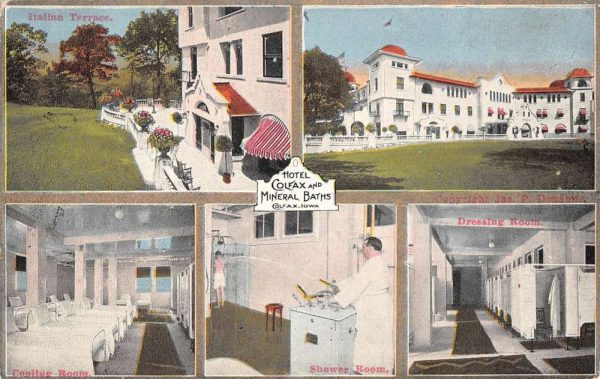 Colfax Iowa Hotel Mineral Baths Multiview Antique Postcard K104952