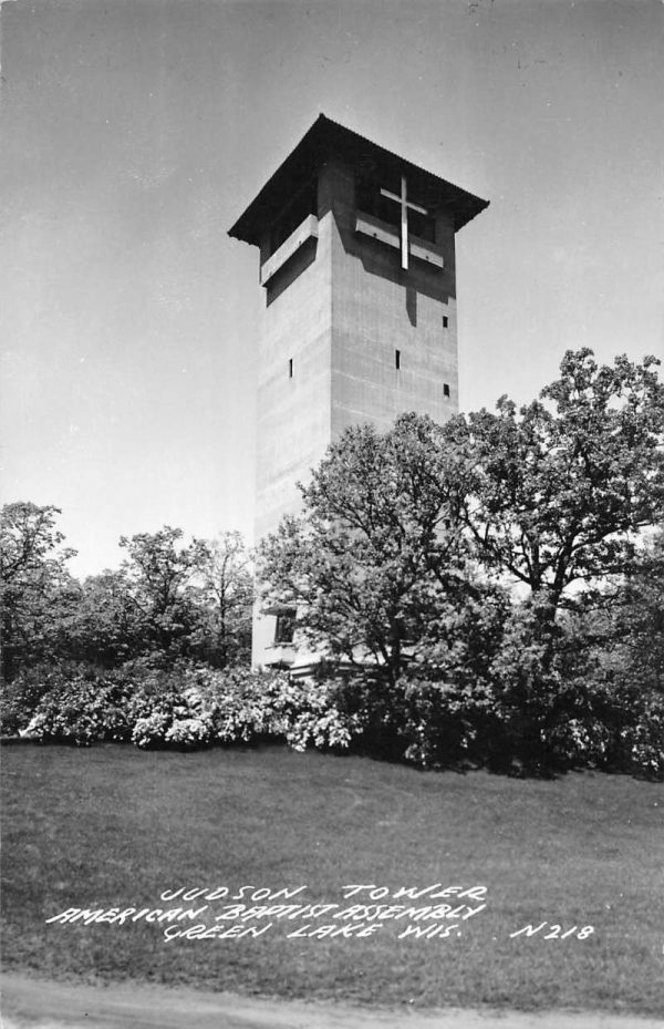 Green Lake Wisconsin Judson Tower American Baptist Assembly real photo pc Z50232