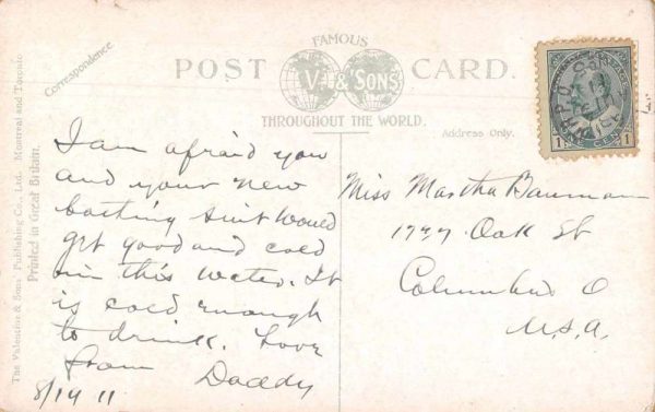 Orillia Ontario Canada Lake Couchiching Canoes Swimming Scene Postcard J79963 - Image 2