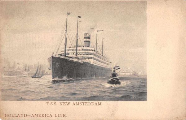 Holland America Line TSS New Amsterdam Antique Postcard J79968