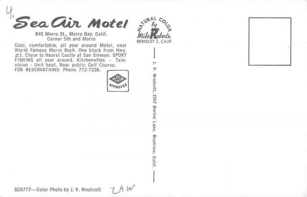 Morro Bay California Sea Air Motel Exterior View Vintage Postcard J79974 - Image 2