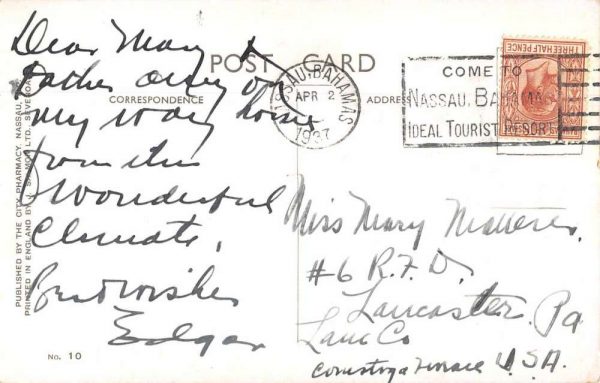 Nassau Bahamas Hotel Fort Montague View from Water Antique Postcard J79998 - Image 2