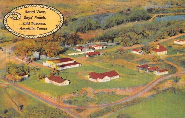 Amarillo Texas Old Tascosa Boys' Ranch Aerial View Antique Postcard J80084