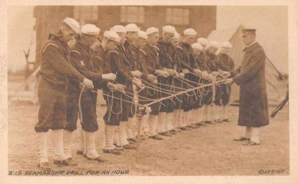 Military Sailors Seamanship Drill Knot Tying Antique Postcard J80116