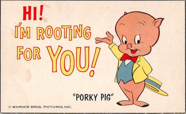 Warner Bros Porky Pig Greetings Bugs Bunny Vintage Postcard J80122