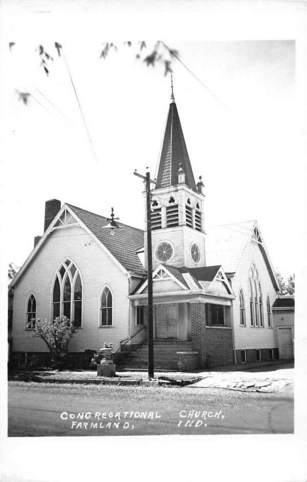 Farmland Indiana Congregational Church Real Photo Antique Postcard J80132