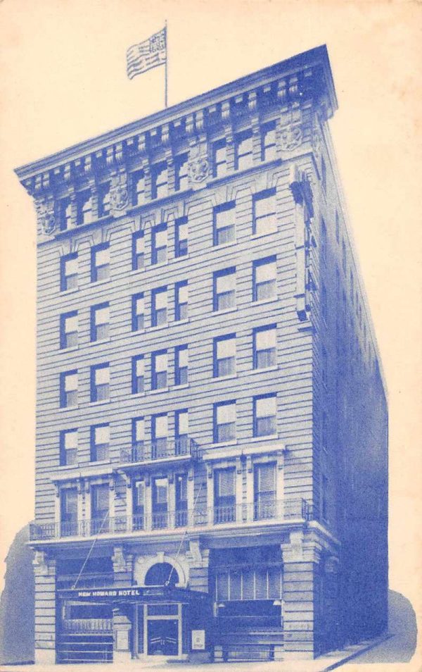 Baltimore Maryland New Howard Hotel Exterior View Antique Postcard J80159