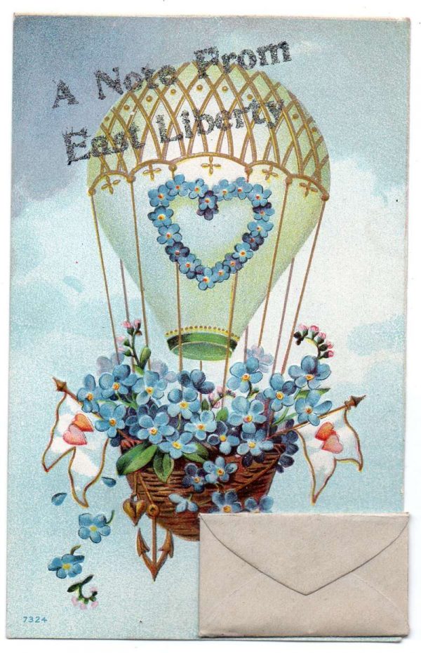 Greetings "A Note from East Liberty" Hot Air Balloon Letter Postcard J80179