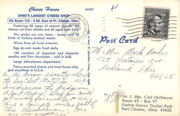 Clinton Ohio Cheese Haven Shop Exterior Vintage Postcard J80194 - Image 2