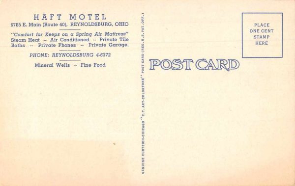Reynoldsburg Ohio Haft Motel Exterior View Vintage Linen Postcard J80195 - Image 2