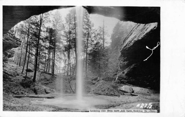 Ash Cave Ohio Looking Out from Cave Real Photo Vintage Postcard J80231