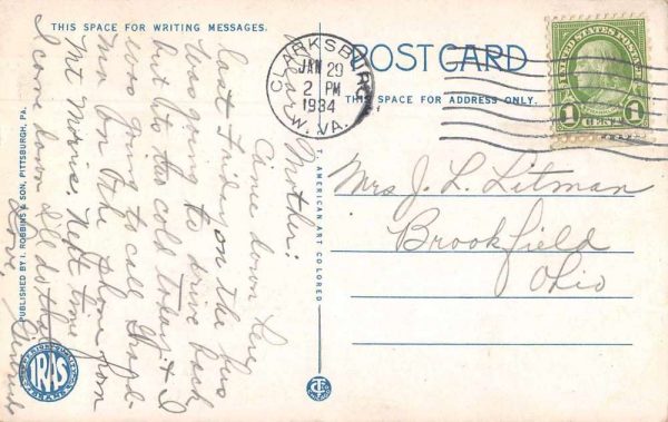 Clarksburg West Virginia Union National Bank Building Vintage Postcard J80255 - Image 2