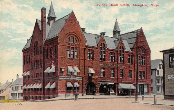 Abington Massachusetts Savings Bank Block Exterior View Vintage Postcard J80258