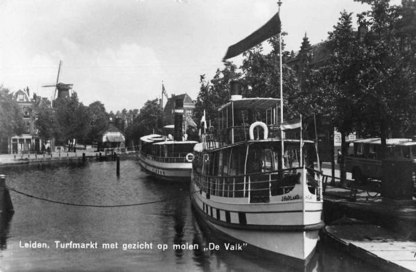Leiden Netherlands Turtmarkt De Valk Ships in River Real Photo Postcard J80272