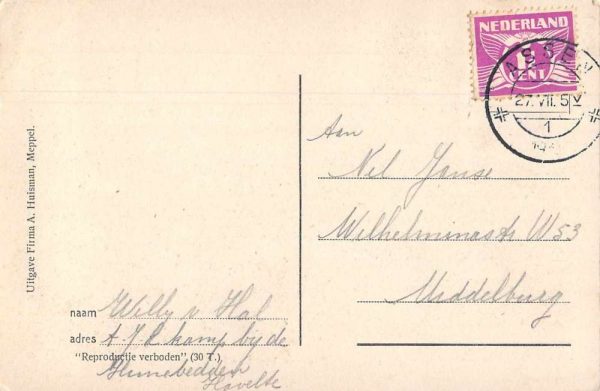 Havelte Netherlands Aan den Boschrand Scenic View Antique Postcard J80291 - Image 2