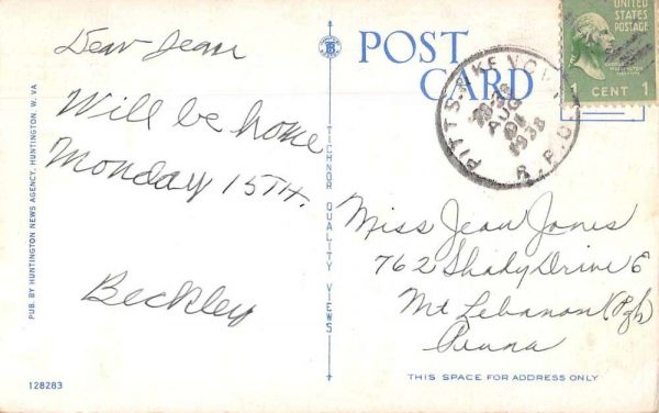 Huntington West Virginia First Presbyterian Church Antique Postcard J80314 - Image 2