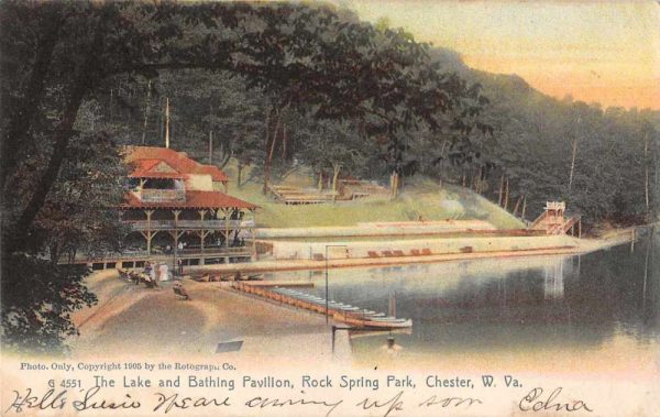 Chester West Virginia Rock Spring Park Bathing Pavilion Antique Postcard J80315