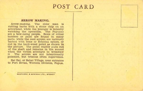 Bai Bai Papua Port Bevan Arrow Making Antique Postcard J80402 - Image 2