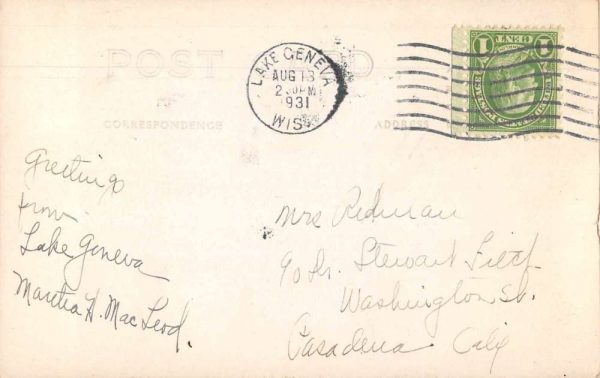 Lake Geneva Wisconsin Bird House Scenic View Real Photo Antique Postcard J80439 - Image 2
