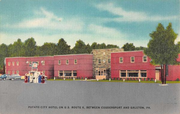 Galeton Pennsylvania Potato City Hotel Street View Antique Postcard K105061
