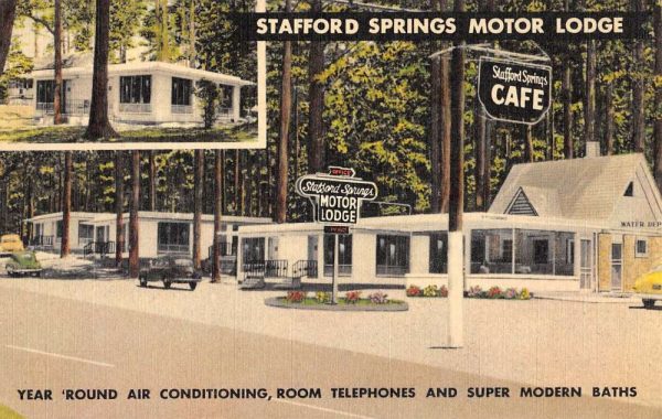 Stafford Springs Mississippi Motor Lodge Street View Antique Postcard K105069