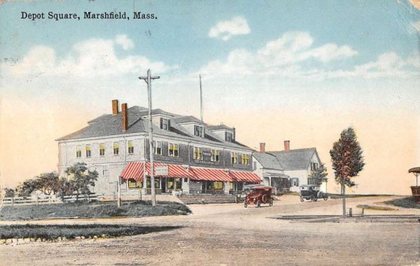 Marshfield Massachusetts Depot Square Street View Antique Postcard K105117