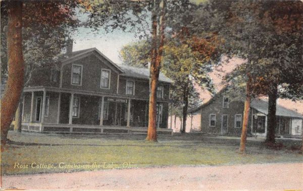 Geneva On The Lake Ohio Rose Cottage Street View Antique Postcard K105126