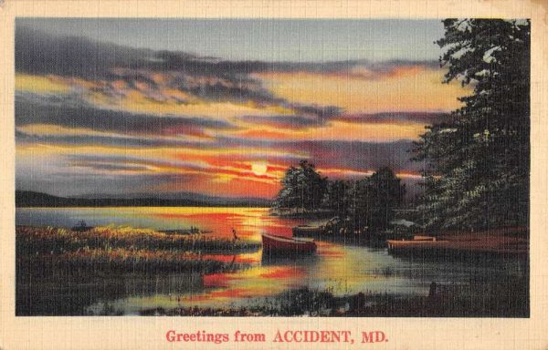 Accident Maryland Sunset Waterfront Greeting Antique Postcard K105145