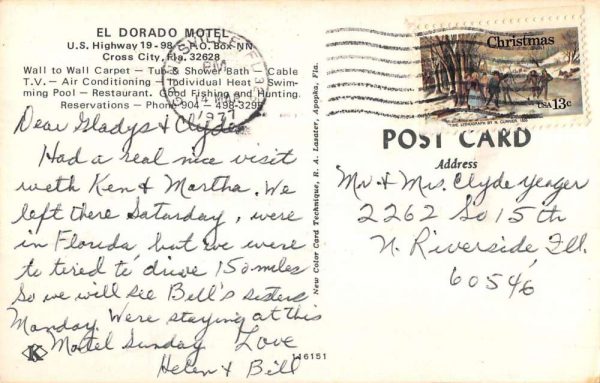 Cross City Florida El Dorado Motel Multiview Vintage Postcard K105168 - Image 2