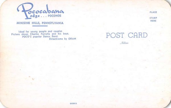 Minisink Hills Pennsylvania Pococabana Lodge Band Vintage Postcard K105177 - Image 2