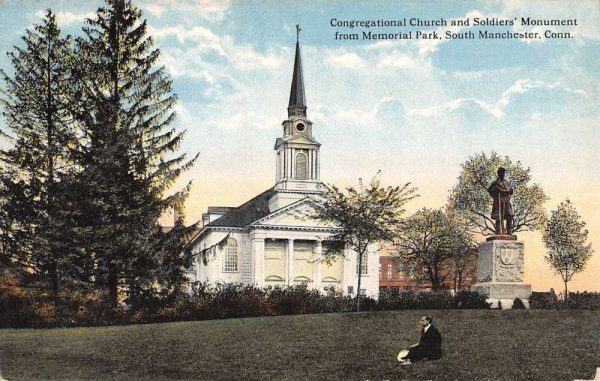South Manchester Connecticut Congregational Church Antique Postcard K105190